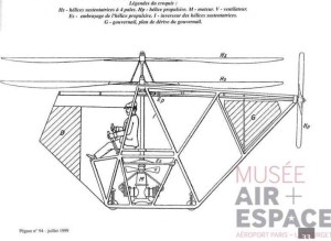 Hélicoptère Vuitton – Huber, première réalisation. Source : Centre de Documentation du musée de l’Air et de l’Espace. Revue Pégase.